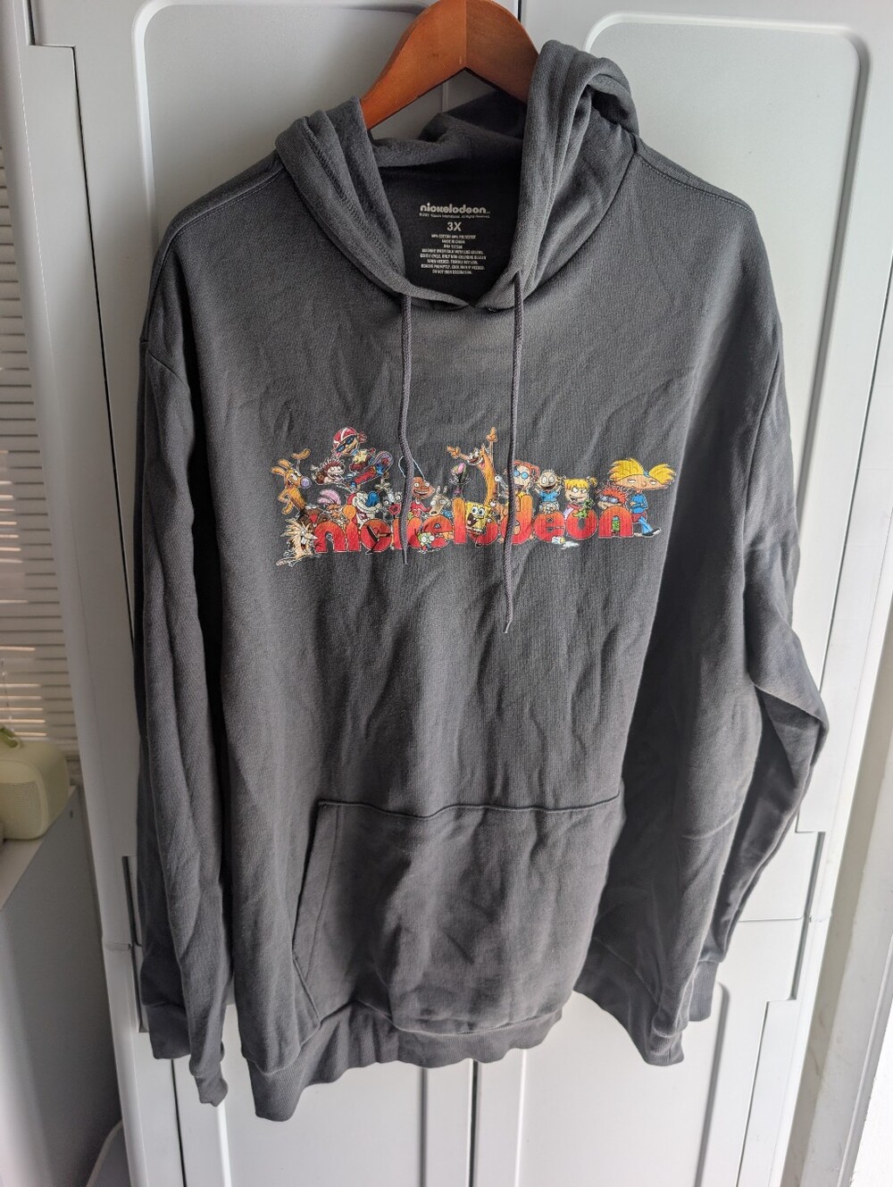 Nickelodeon Charcoal Gray Crewneck Hoodie with Multicolor Character Graphic